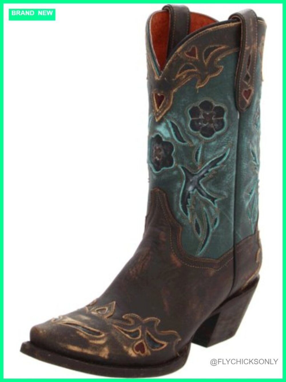 Dan Post Goat Leather Mid-Calf Western Boots Pull-On Pointed Toe